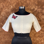 Thumbnail for Butterfly Nector Off White Coloured Slub Cotton Ready to Wear Blouse - kapda Tailor - Distacart