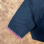 Thumbnail for Vivaciously Vibrant Black Coloured Slub Cotton Ready to Wear Blouse - kapda Tailor - Distacart