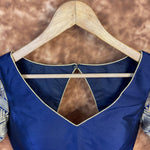 Thumbnail for Trypan Blue Blue Coloured Silk / Broket Ready to Wear Blouse - kapda Tailor - Distacart