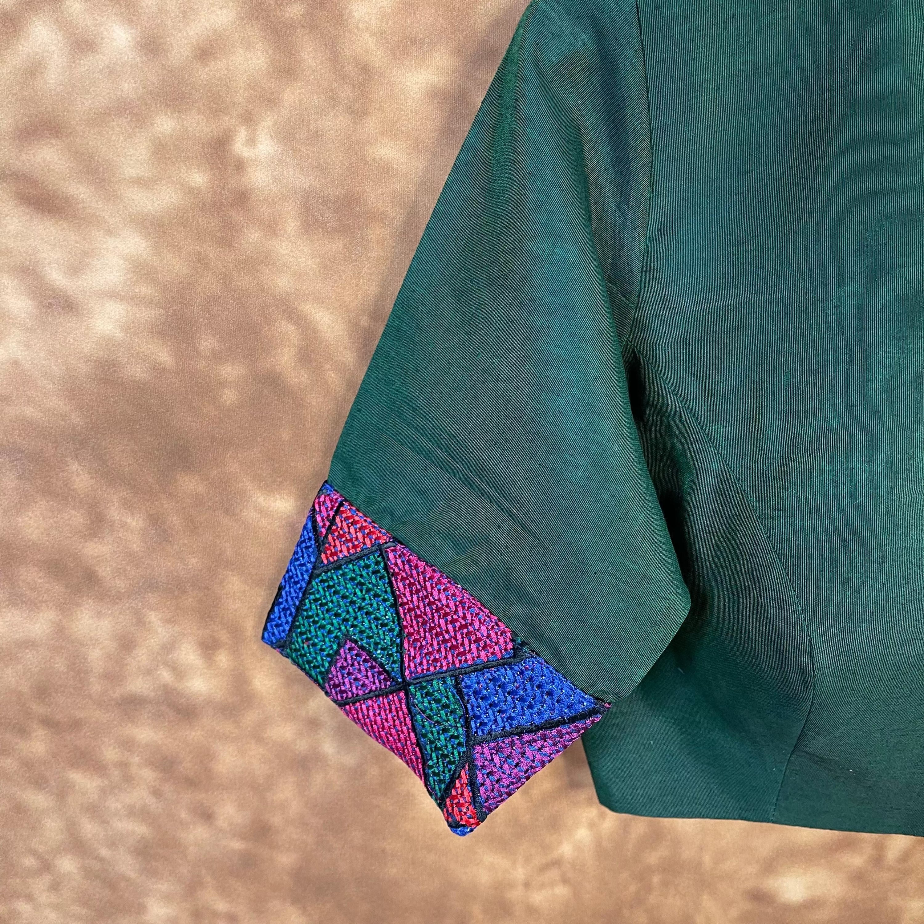 Hari Bhari Zindagi Green Coloured Chanderi Ready to Wear Blouse - kapda Tailor - Distacart