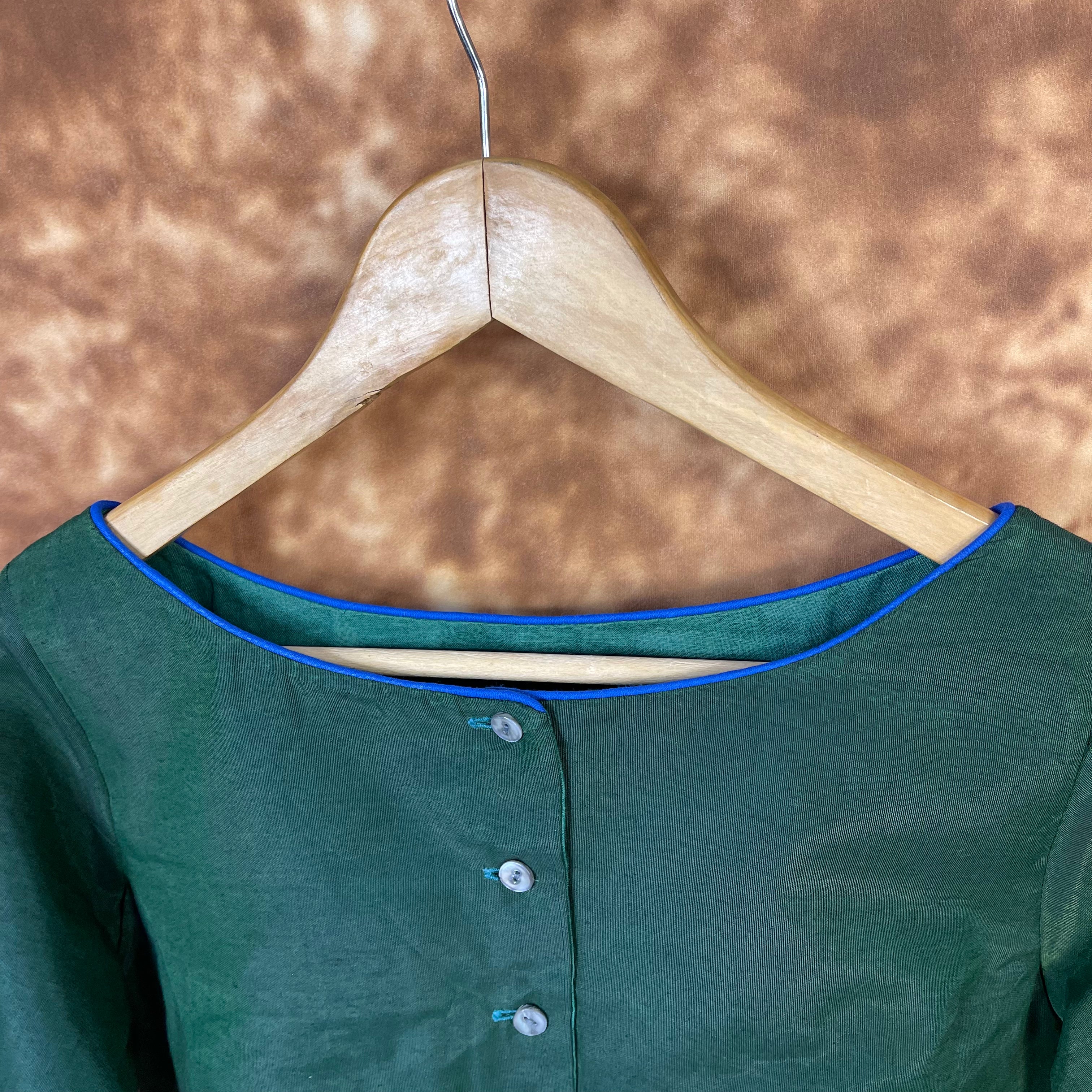 Hari Bhari Zindagi Green Coloured Chanderi Ready to Wear Blouse - kapda Tailor - Distacart