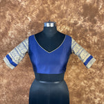 Thumbnail for Trypan Blue Blue Coloured Silk / Broket Ready to Wear Blouse - kapda Tailor - Distacart