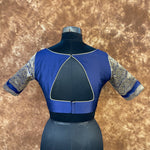 Thumbnail for Trypan Blue Blue Coloured Silk / Broket Ready to Wear Blouse - kapda Tailor - Distacart