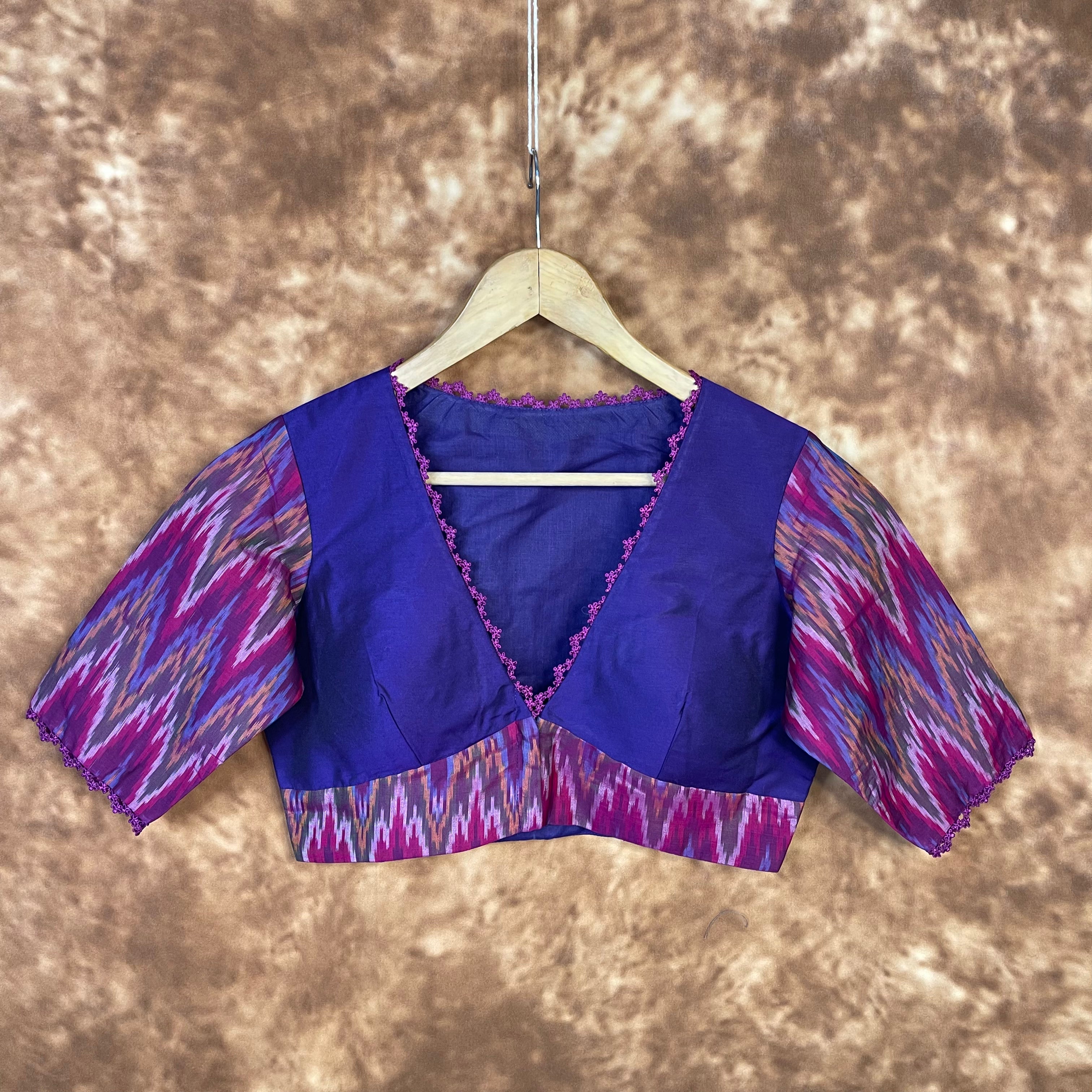 Khwaabon Ka Jharokha Blue Coloured Cotton Silk /Silk Ready to Wear Blouse - kapda Tailor - Distacart