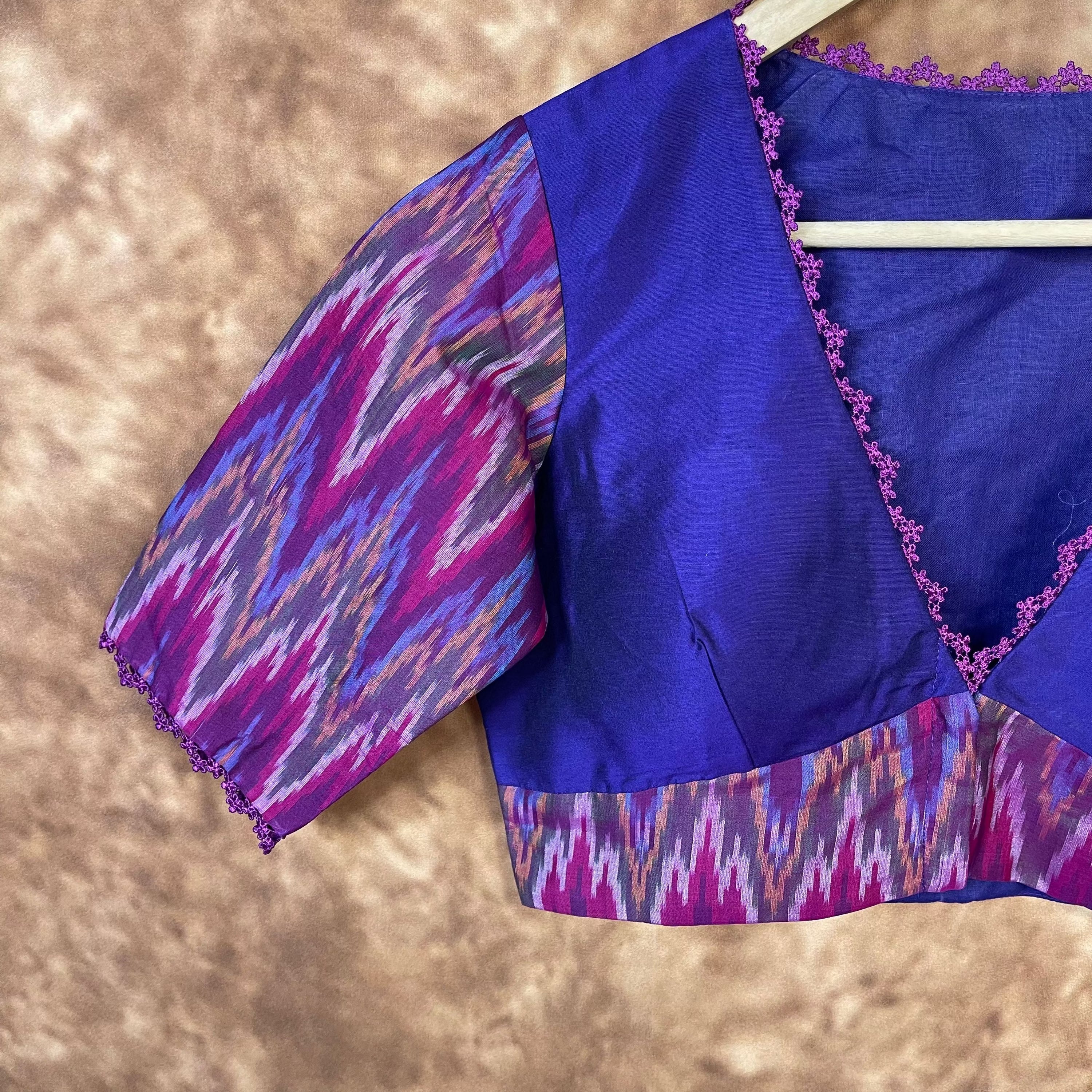 Khwaabon Ka Jharokha Blue Coloured Cotton Silk /Silk Ready to Wear Blouse - kapda Tailor - Distacart