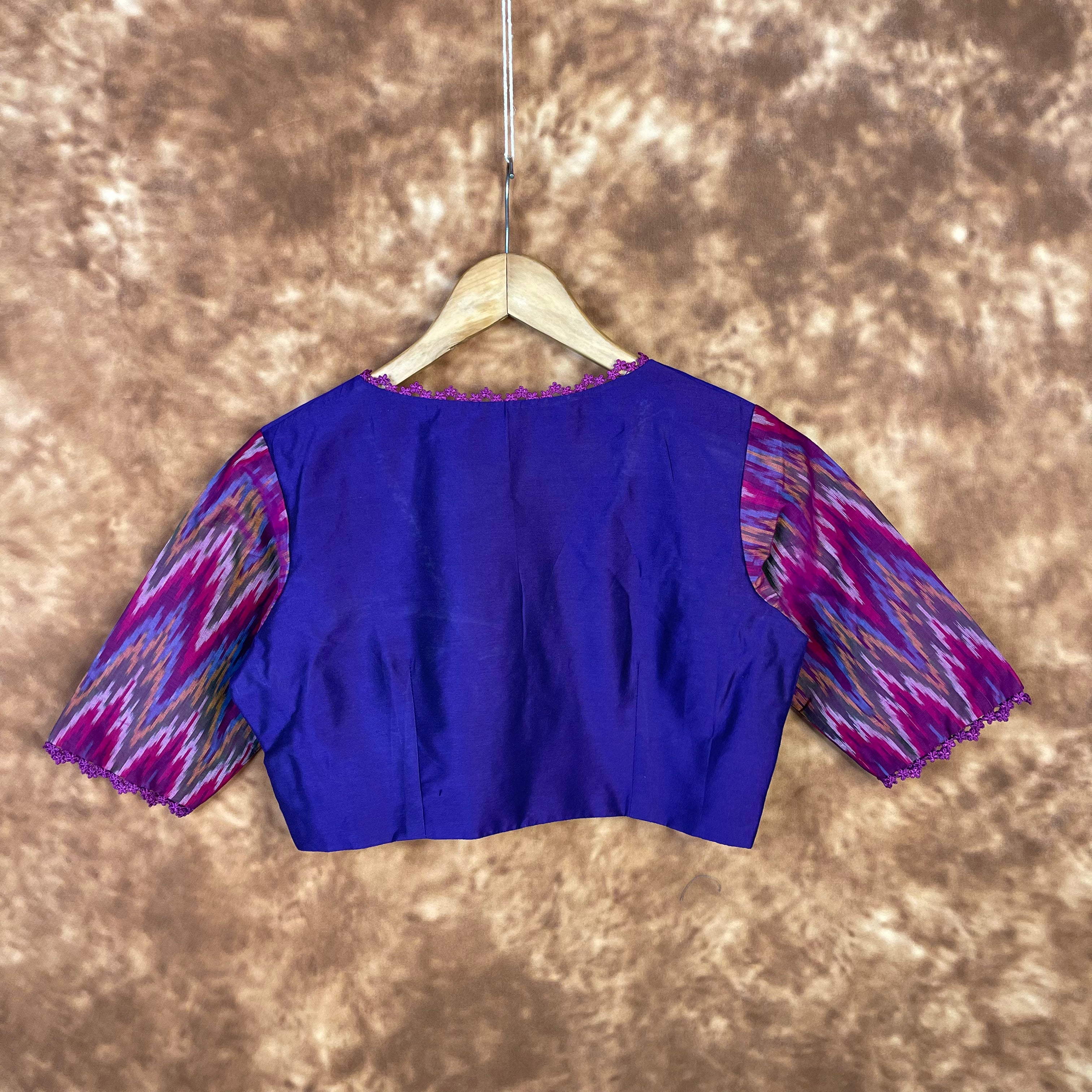 Khwaabon Ka Jharokha Blue Coloured Cotton Silk /Silk Ready to Wear Blouse - kapda Tailor - Distacart