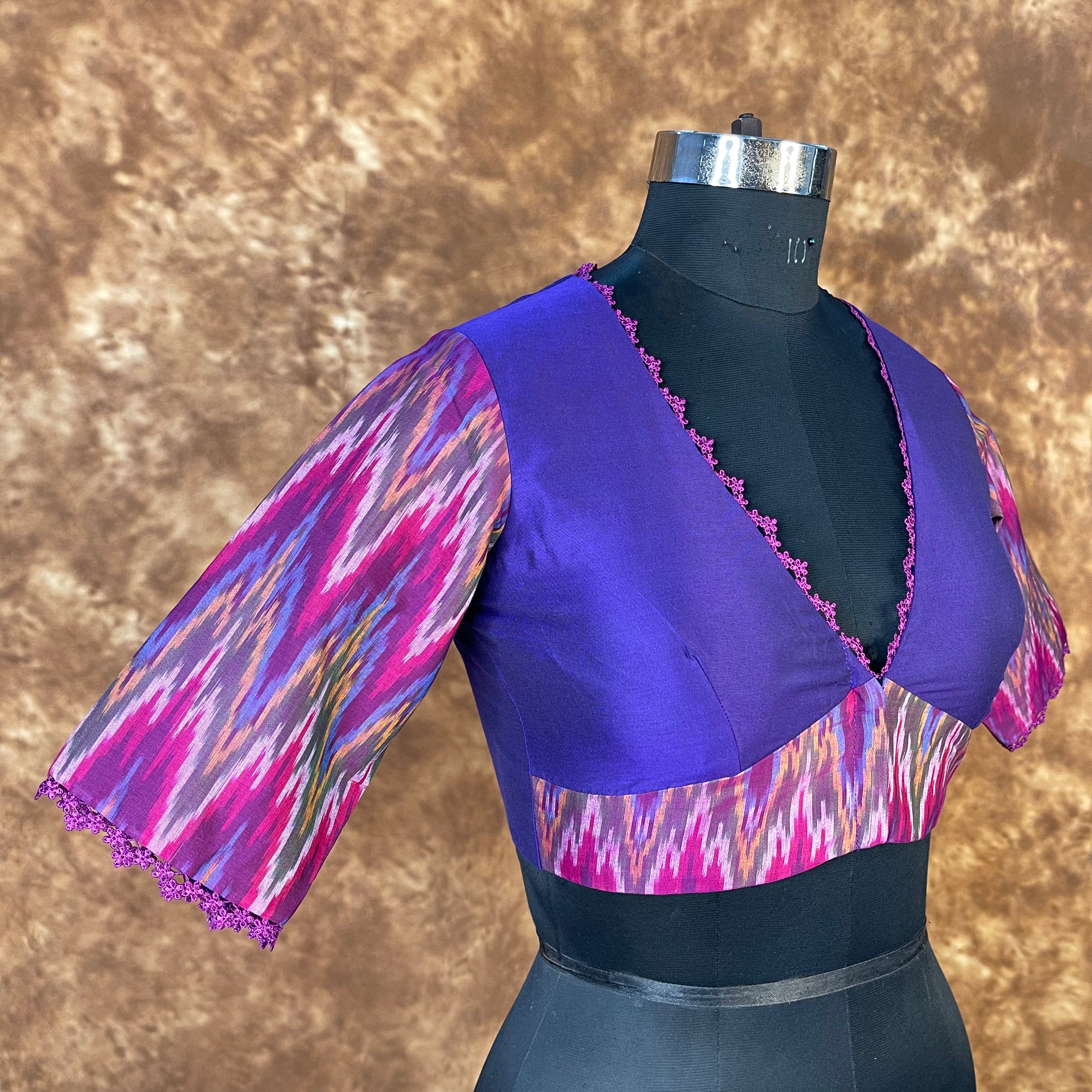 Khwaabon Ka Jharokha Blue Coloured Cotton Silk /Silk Ready to Wear Blouse - kapda Tailor - Distacart