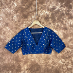 Thumbnail for Coral Jari Buta Blue Coloured Silk With Zari Buta Ready to Wear Blouse - kapda Tailor - Distacart