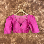 Thumbnail for Punchy Pink Pink Coloured Chanderi Silk Ready to Wear Blouse - kapda Tailor - Distacart
