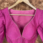 Thumbnail for Punchy Pink Pink Coloured Chanderi Silk Ready to Wear Blouse - kapda Tailor - Distacart