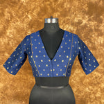 Thumbnail for Coral Jari Buta Blue Coloured Silk With Zari Buta Ready to Wear Blouse - kapda Tailor - Distacart
