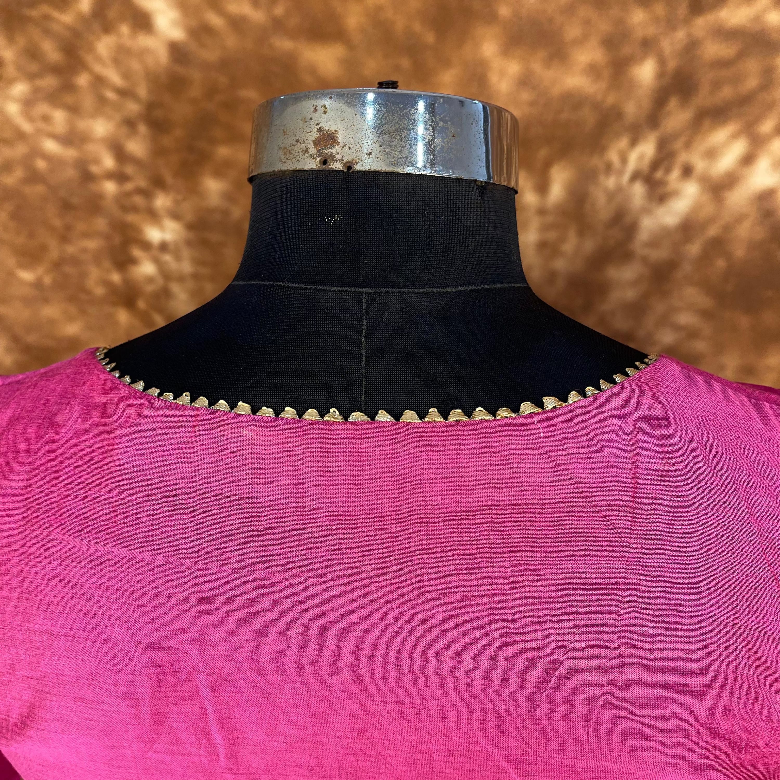 Punchy Pink Pink Coloured Chanderi Silk Ready to Wear Blouse - kapda Tailor - Distacart