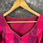 Thumbnail for Piped Pleasure Rani Pink Coloured Silk Ready to Wear Blouse - kapda Tailor - Distacart