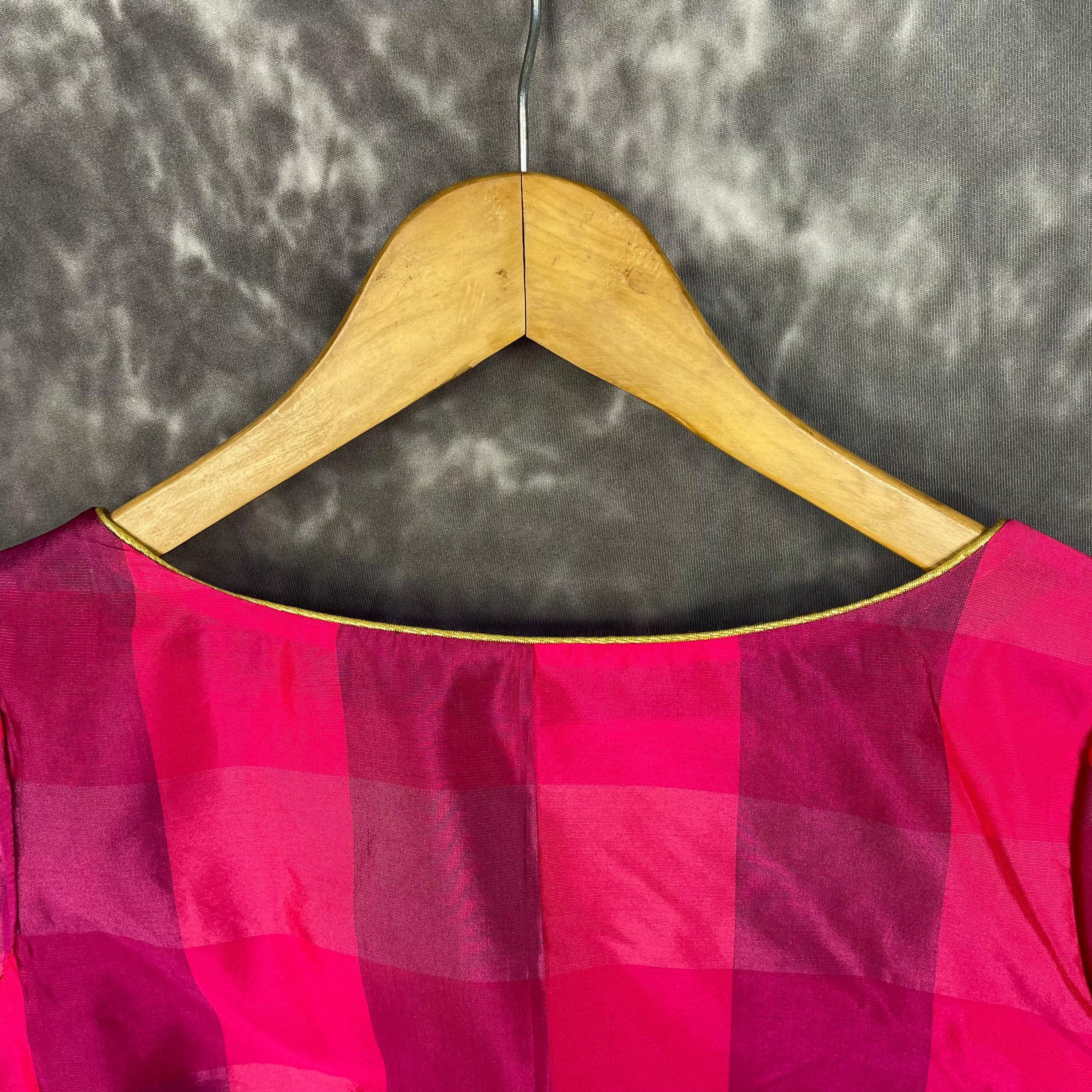 Piped Pleasure Rani Pink Coloured Silk Ready to Wear Blouse - kapda Tailor - Distacart