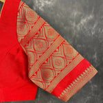 Thumbnail for Suhaagan ki Laali Red Coloured Silk /Brocket Ready to Wear Blouse - kapda Tailor - Distacart
