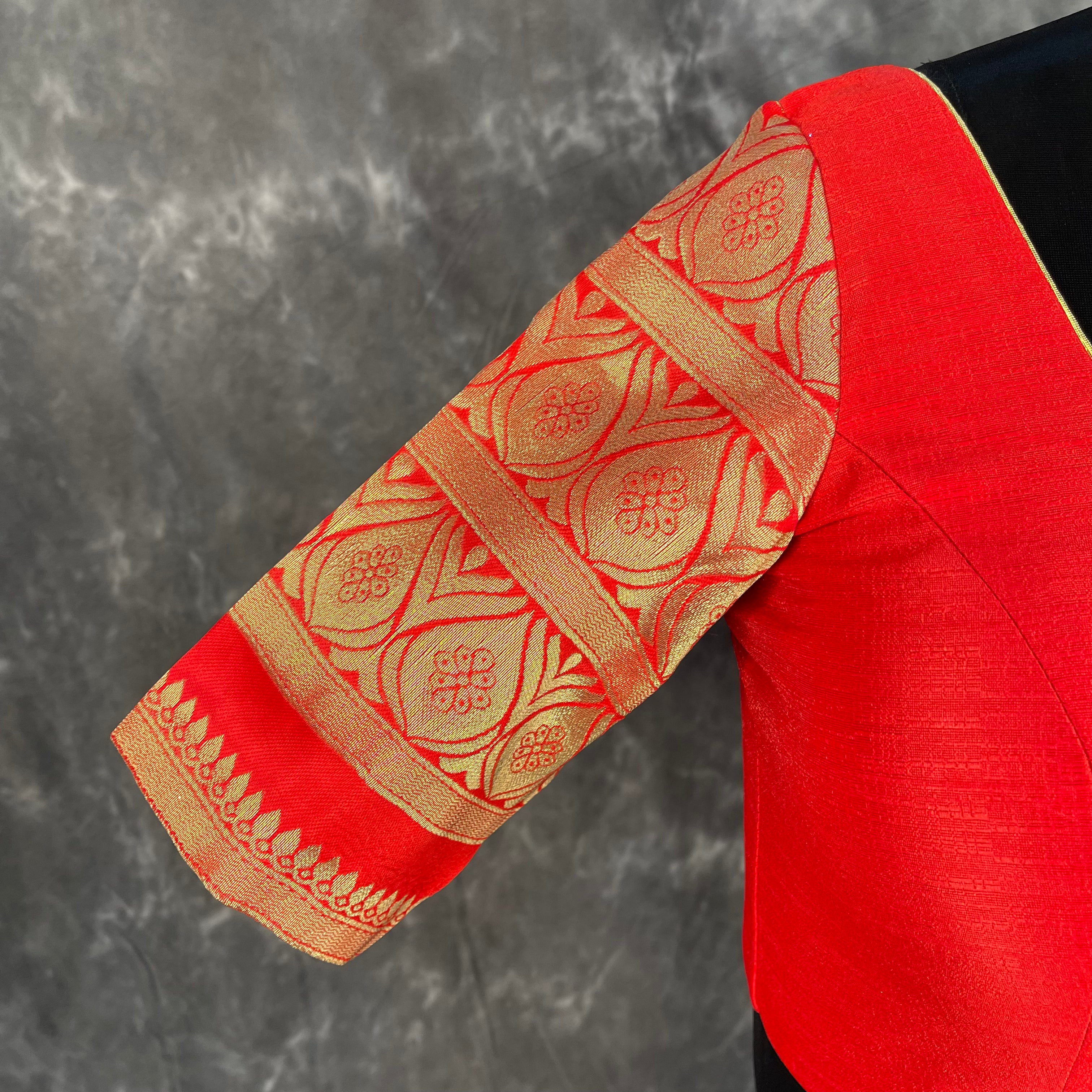 Suhaagan ki Laali Red Coloured Silk /Brocket Ready to Wear Blouse - kapda Tailor - Distacart
