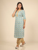 Thumbnail for Aramya Straight Soft Cotton Floral Print Women's Kurta - White - Distacart