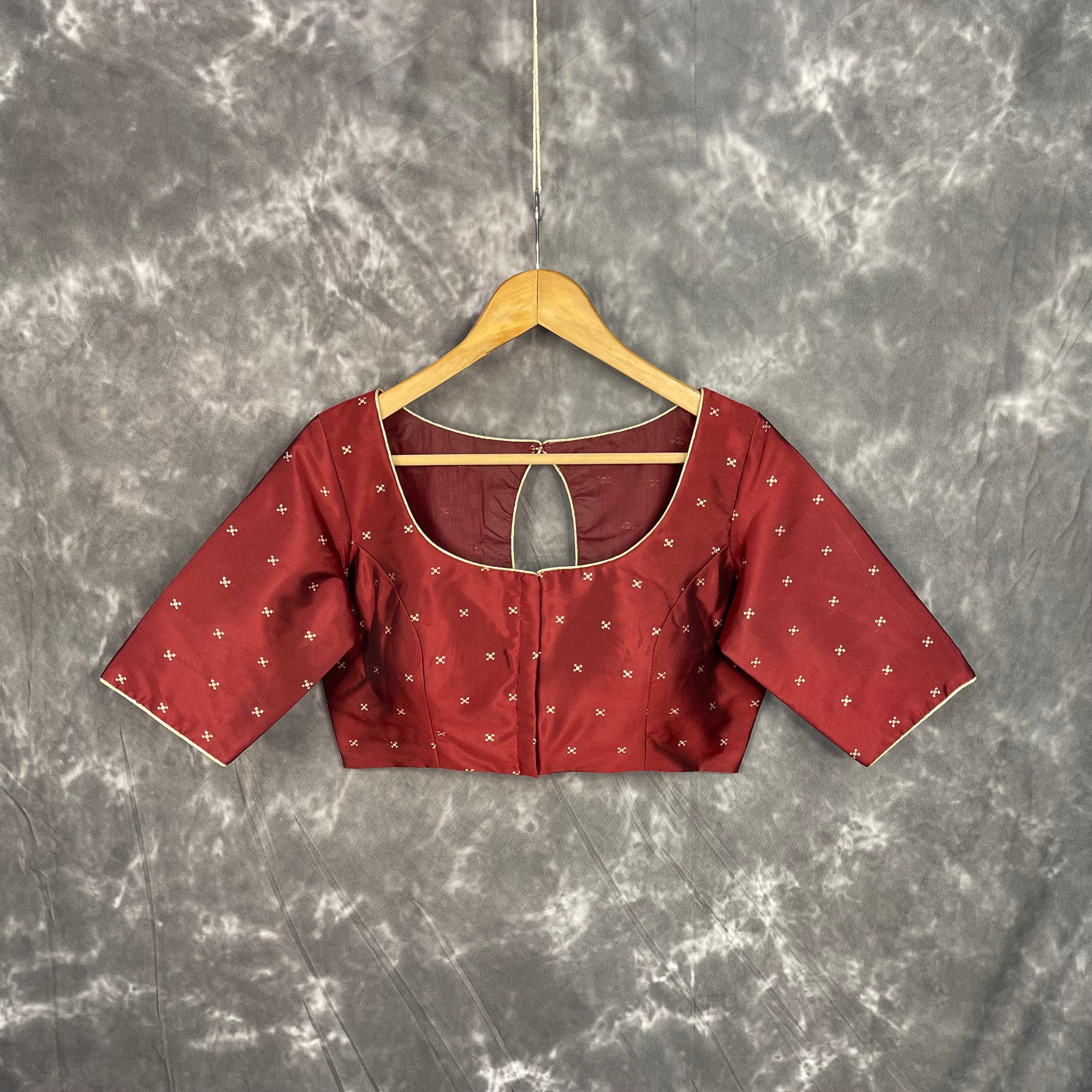 Matargashti Maroon Coloured Silk Ready to Wear Blouse - kapda Tailor - Distacart