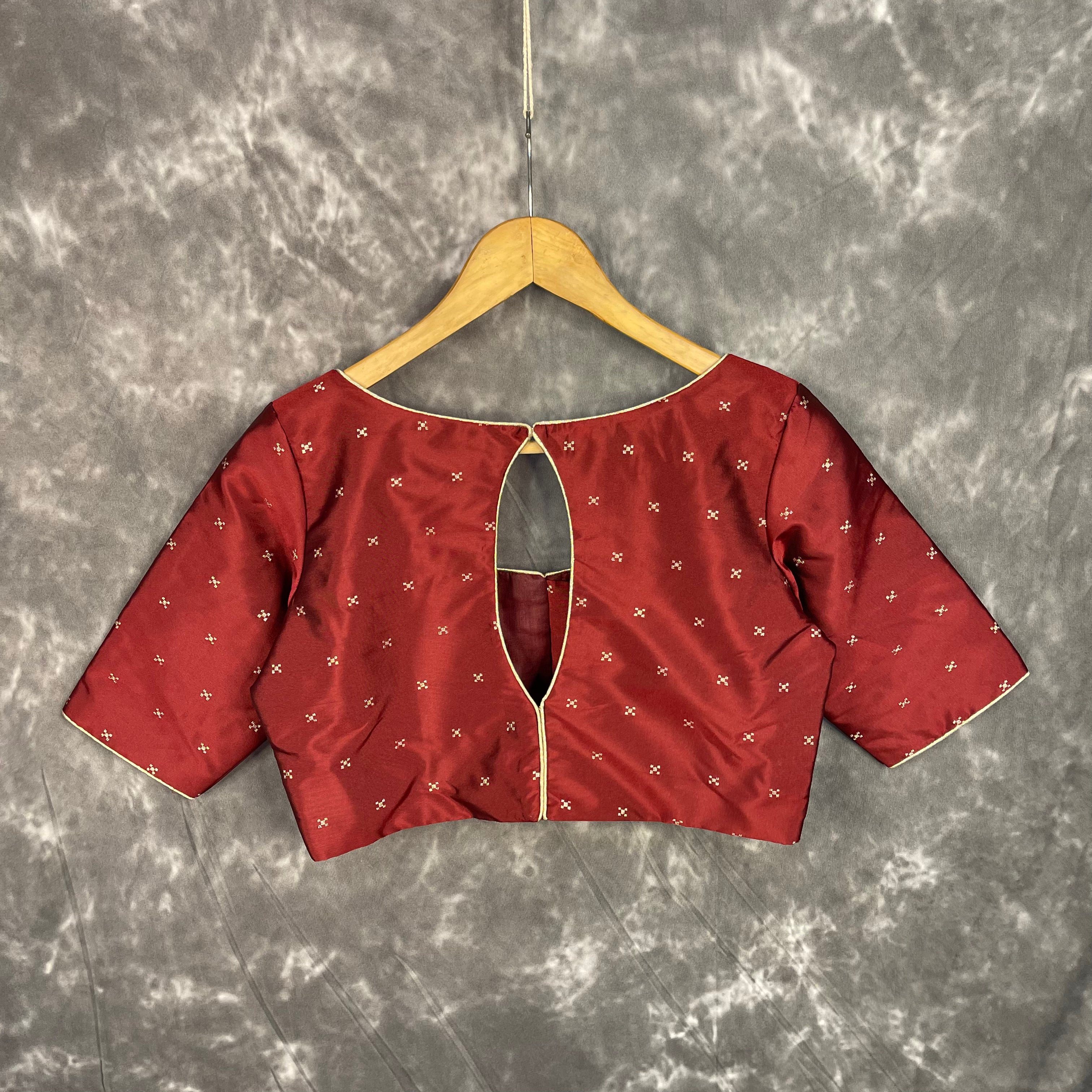 Matargashti Maroon Coloured Silk Ready to Wear Blouse - kapda Tailor - Distacart