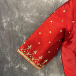 Thumbnail for Chaatak Laal Red Coloured Art Row Silk Ready to Wear Blouse - kapda Tailor - Distacart