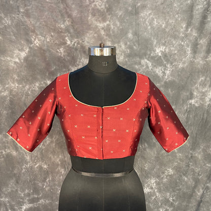 Matargashti Maroon Coloured Silk Ready to Wear Blouse - kapda Tailor - Distacart