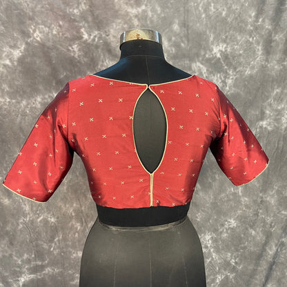 Matargashti Maroon Coloured Silk Ready to Wear Blouse - kapda Tailor - Distacart