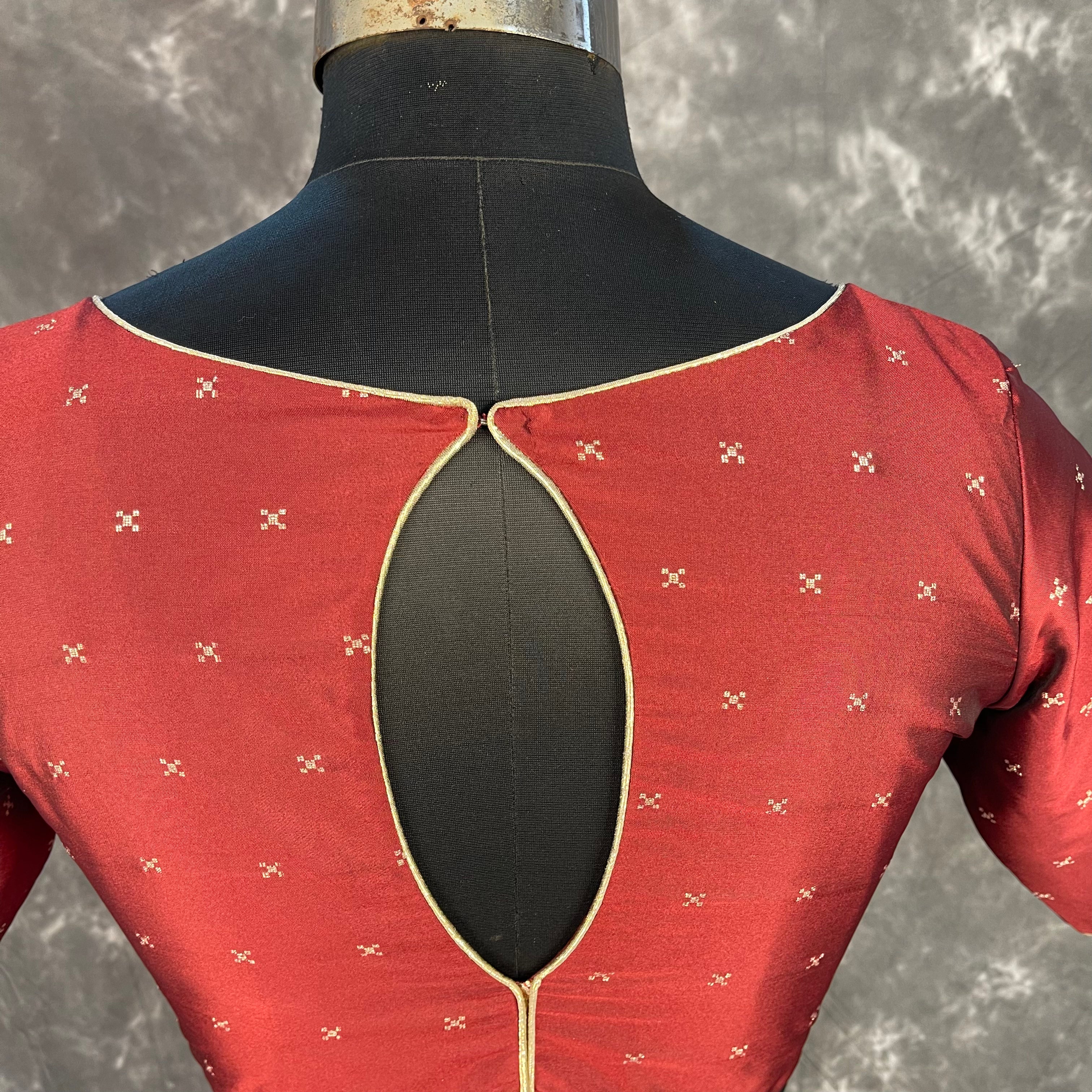 Matargashti Maroon Coloured Silk Ready to Wear Blouse - kapda Tailor - Distacart