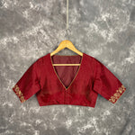 Thumbnail for Ehsaas Maroon Coloured Silk Ready to Wear Blouse - kapda Tailor - Distacart