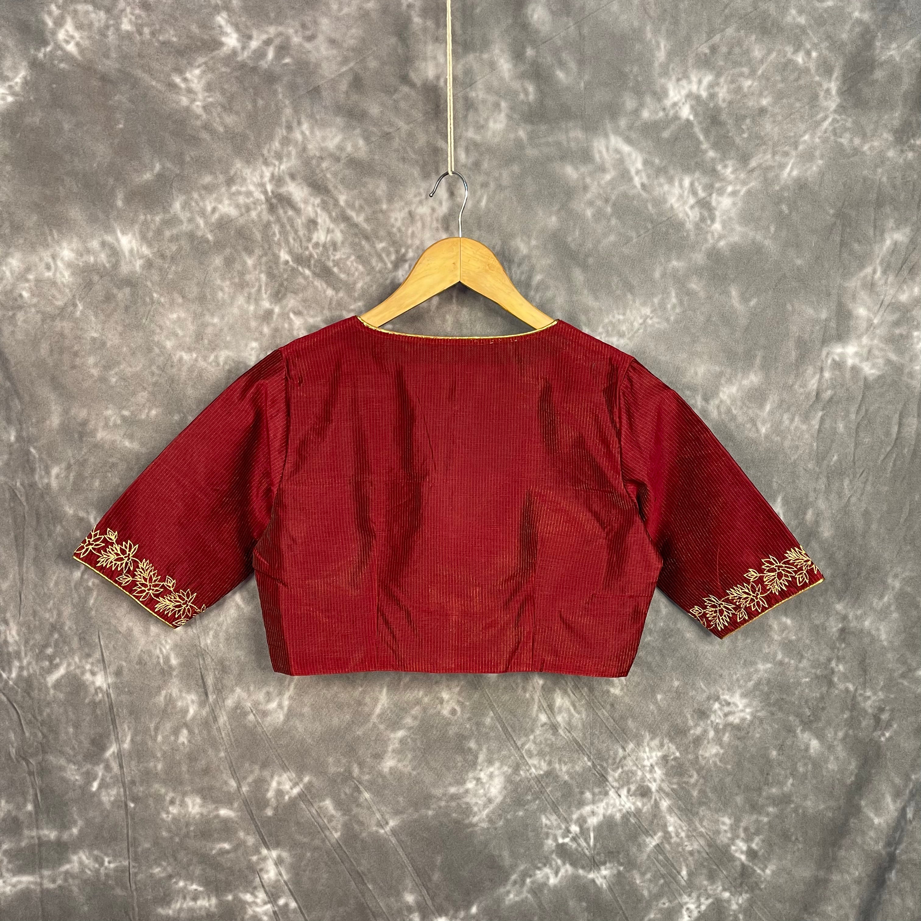 Ehsaas Maroon Coloured Silk Ready to Wear Blouse - kapda Tailor - Distacart
