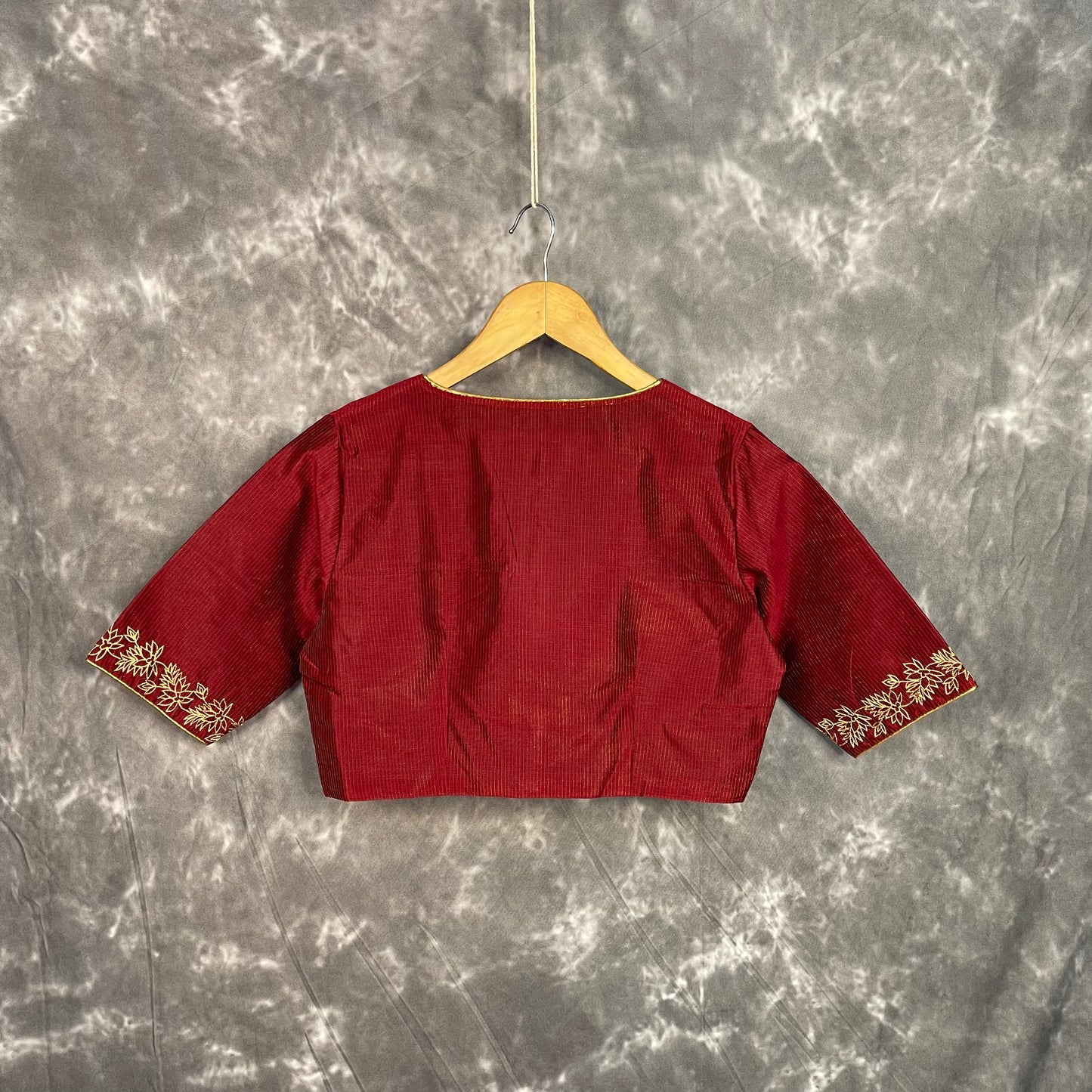 Ehsaas Maroon Coloured Silk Ready to Wear Blouse - kapda Tailor - Distacart