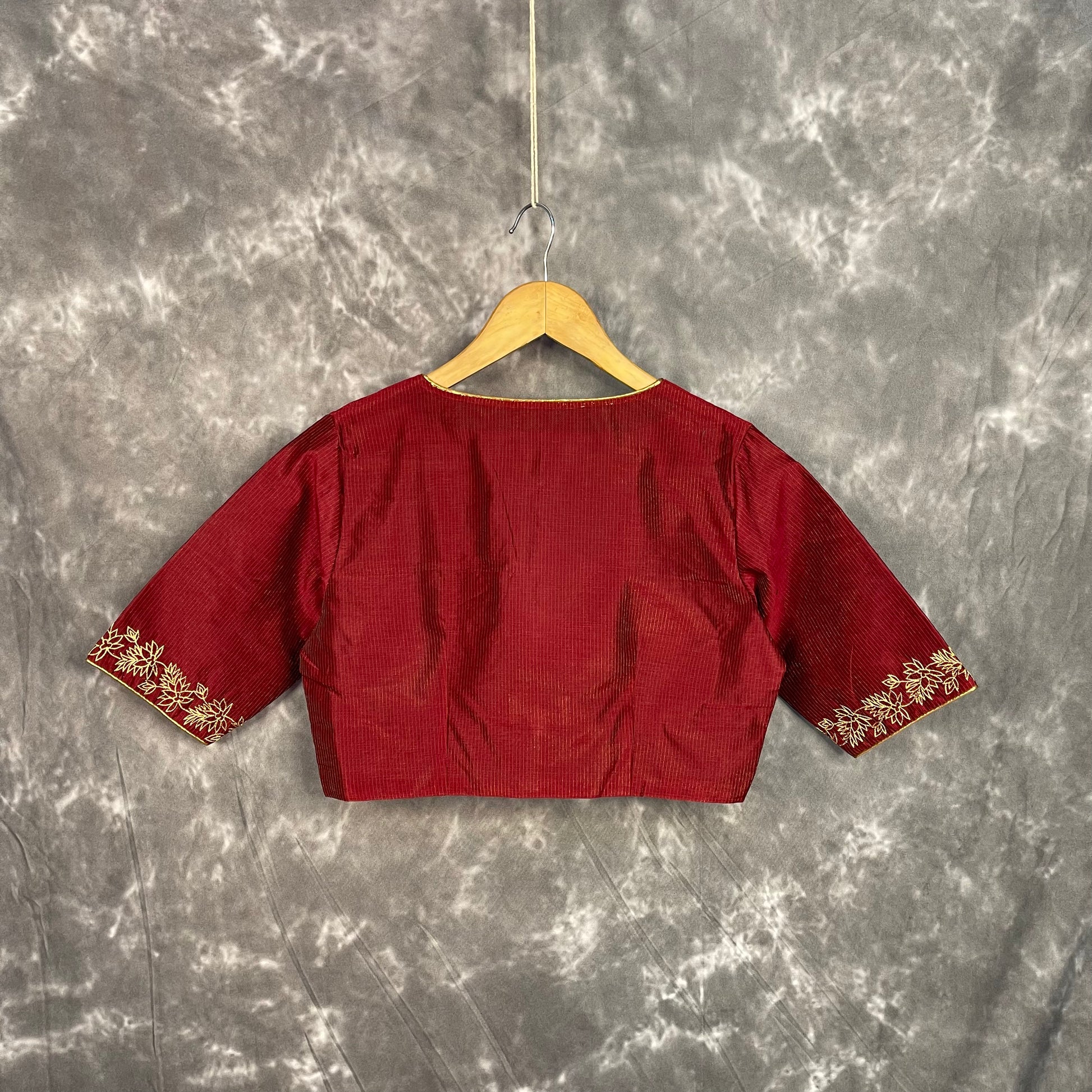 Ehsaas Maroon Coloured Silk Ready to Wear Blouse - kapda Tailor - Distacart