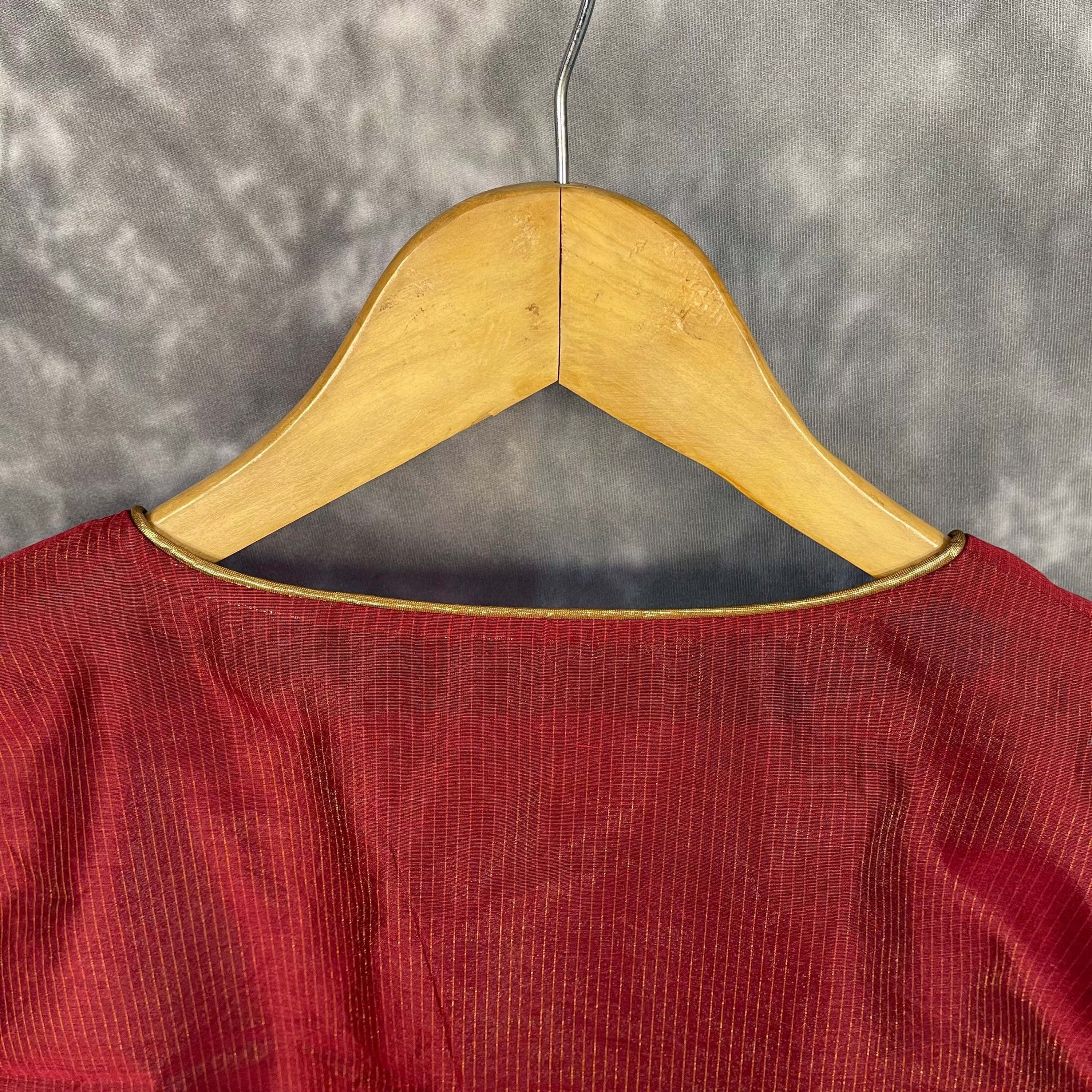 Ehsaas Maroon Coloured Silk Ready to Wear Blouse - kapda Tailor - Distacart