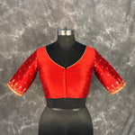 Thumbnail for Chaatak Laal Red Coloured Art Row Silk Ready to Wear Blouse - kapda Tailor - Distacart