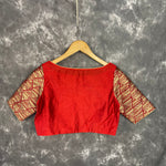 Thumbnail for Azaad Paanchi Dark Red Coloured Chanderi Silk / Brocket Ready to Wear Blouse - kapda Tailor - Distacart