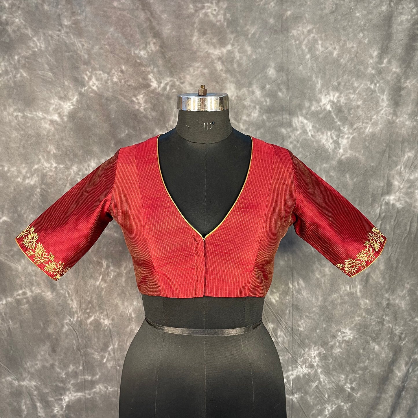 Ehsaas Maroon Coloured Silk Ready to Wear Blouse - kapda Tailor - Distacart