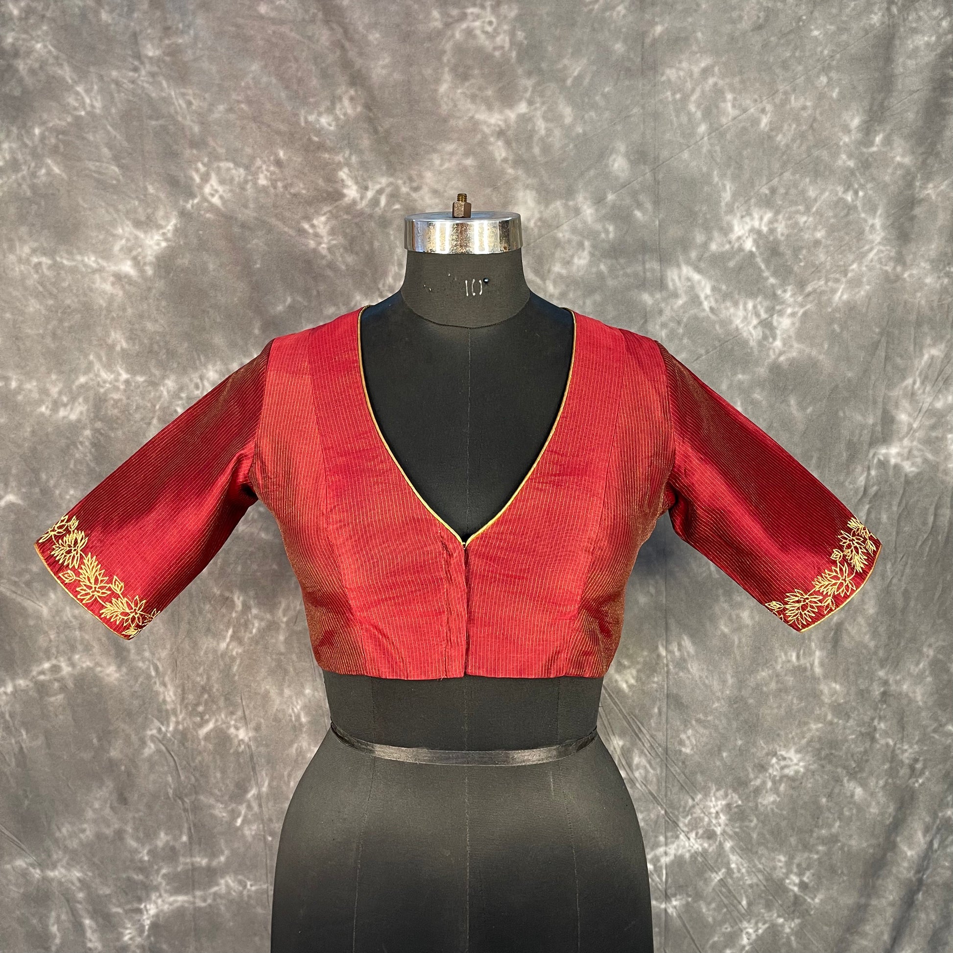 Ehsaas Maroon Coloured Silk Ready to Wear Blouse - kapda Tailor - Distacart