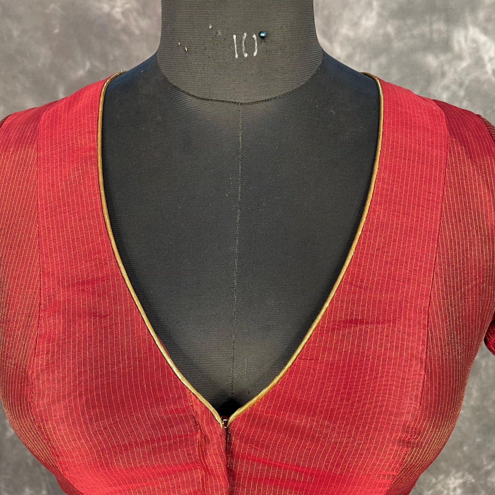 Ehsaas Maroon Coloured Silk Ready to Wear Blouse - kapda Tailor - Distacart