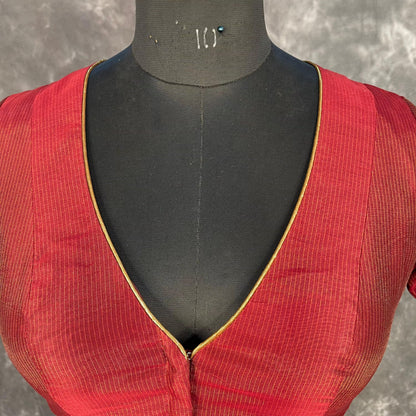 Ehsaas Maroon Coloured Silk Ready to Wear Blouse - kapda Tailor - Distacart