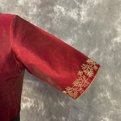 Ehsaas Maroon Coloured Silk Ready to Wear Blouse - kapda Tailor - Distacart
