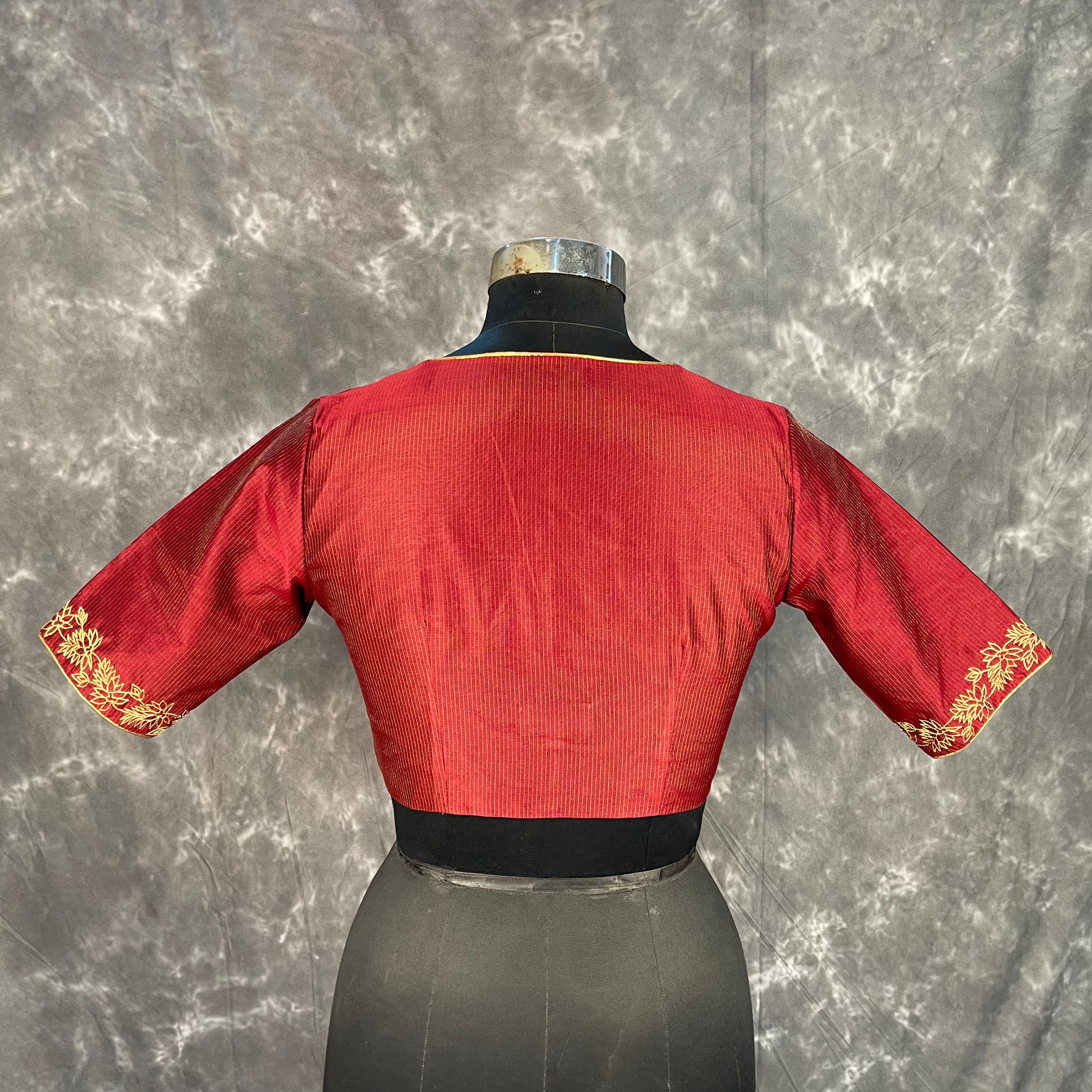 Ehsaas Maroon Coloured Silk Ready to Wear Blouse - kapda Tailor - Distacart