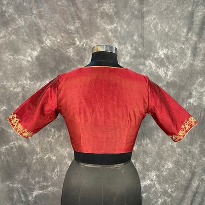 Ehsaas Maroon Coloured Silk Ready to Wear Blouse - kapda Tailor - Distacart