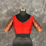 Thumbnail for Azaad Paanchi Dark Red Coloured Chanderi Silk / Brocket Ready to Wear Blouse - kapda Tailor - Distacart