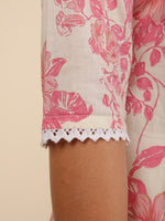 Thumbnail for Aramya Straight Soft Cotton Floral Print Women's Kurta - White - Distacart