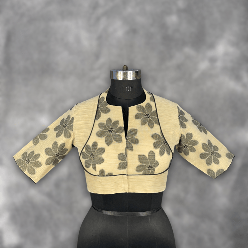 Baadal Ki Chaoon Beige Coloured Cota Cotton/Jute Cotton Ready to Wear Blouse - kapda Tailor - Distacart