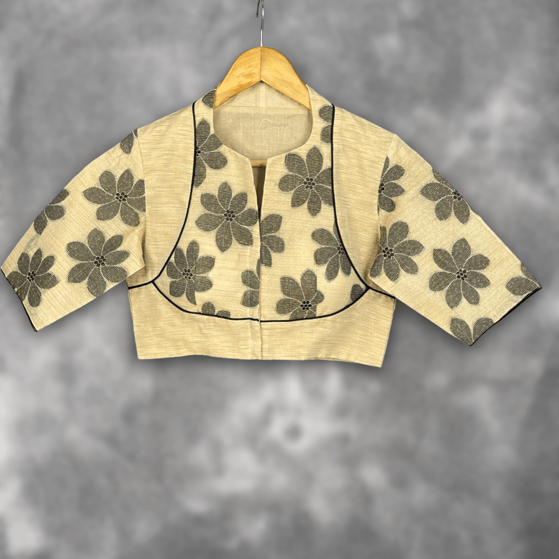 Baadal Ki Chaoon Beige Coloured Cota Cotton/Jute Cotton Ready to Wear Blouse - kapda Tailor - Distacart