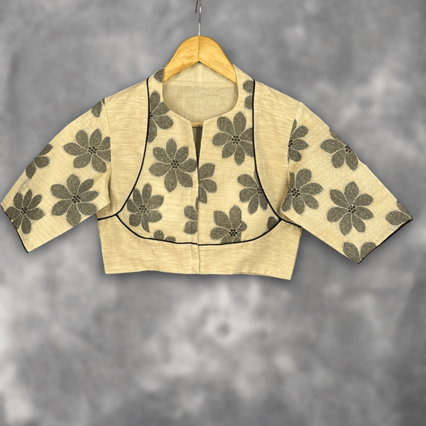 Baadal Ki Chaoon Beige Coloured Cota Cotton/Jute Cotton Ready to Wear Blouse - kapda Tailor - Distacart