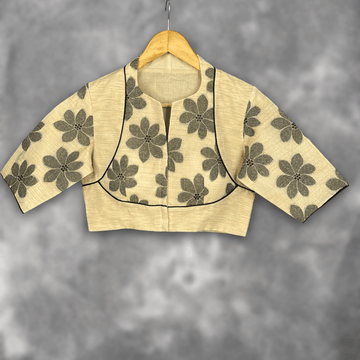 Baadal Ki Chaoon Beige Coloured Cota Cotton/Jute Cotton Ready to Wear Blouse - kapda Tailor - Distacart