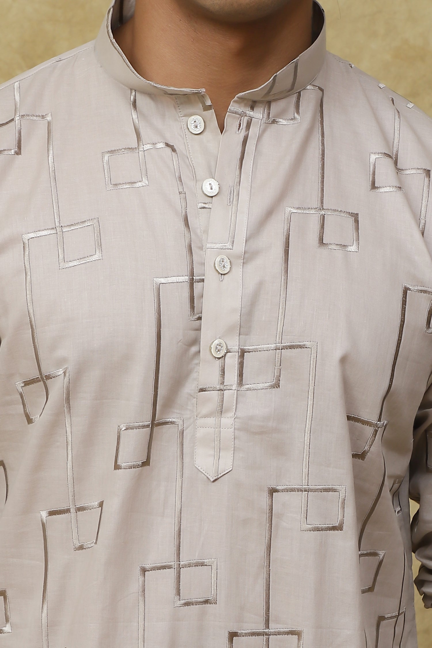 Bluesaanchi Men's Cotton Zari Embroidered Kurta Set - Grey - Distacart