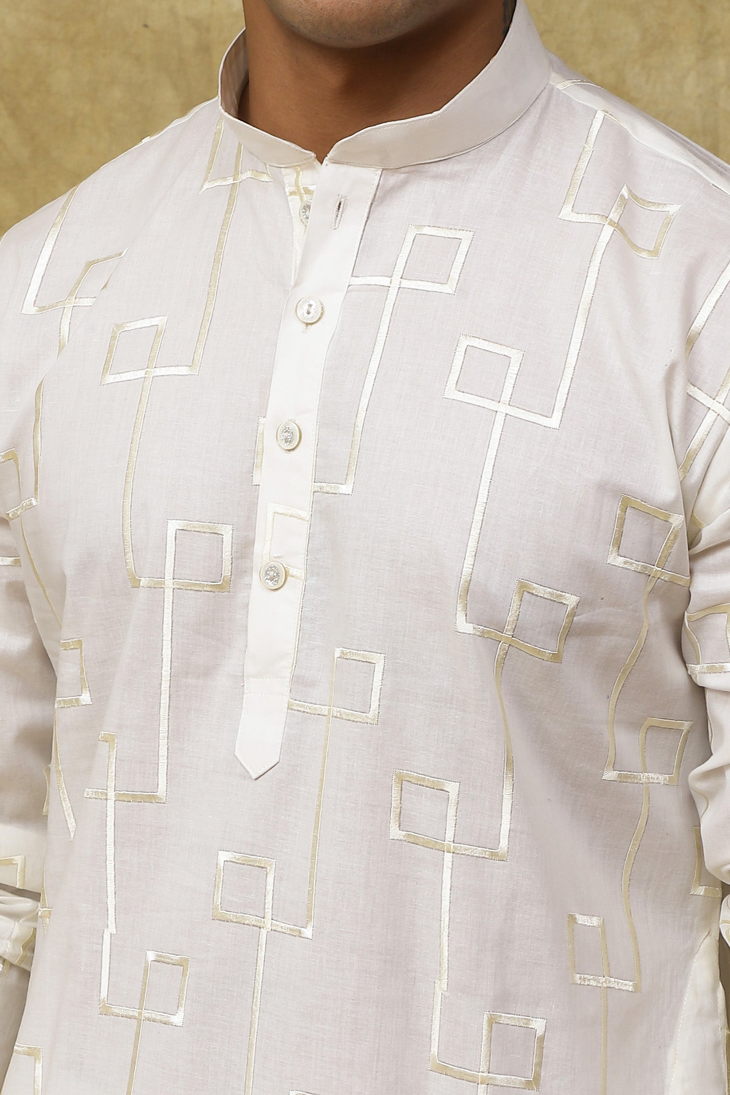 Bluesaanchi Men's Cotton Zari Embroidered Kurta Set - White - Distacart