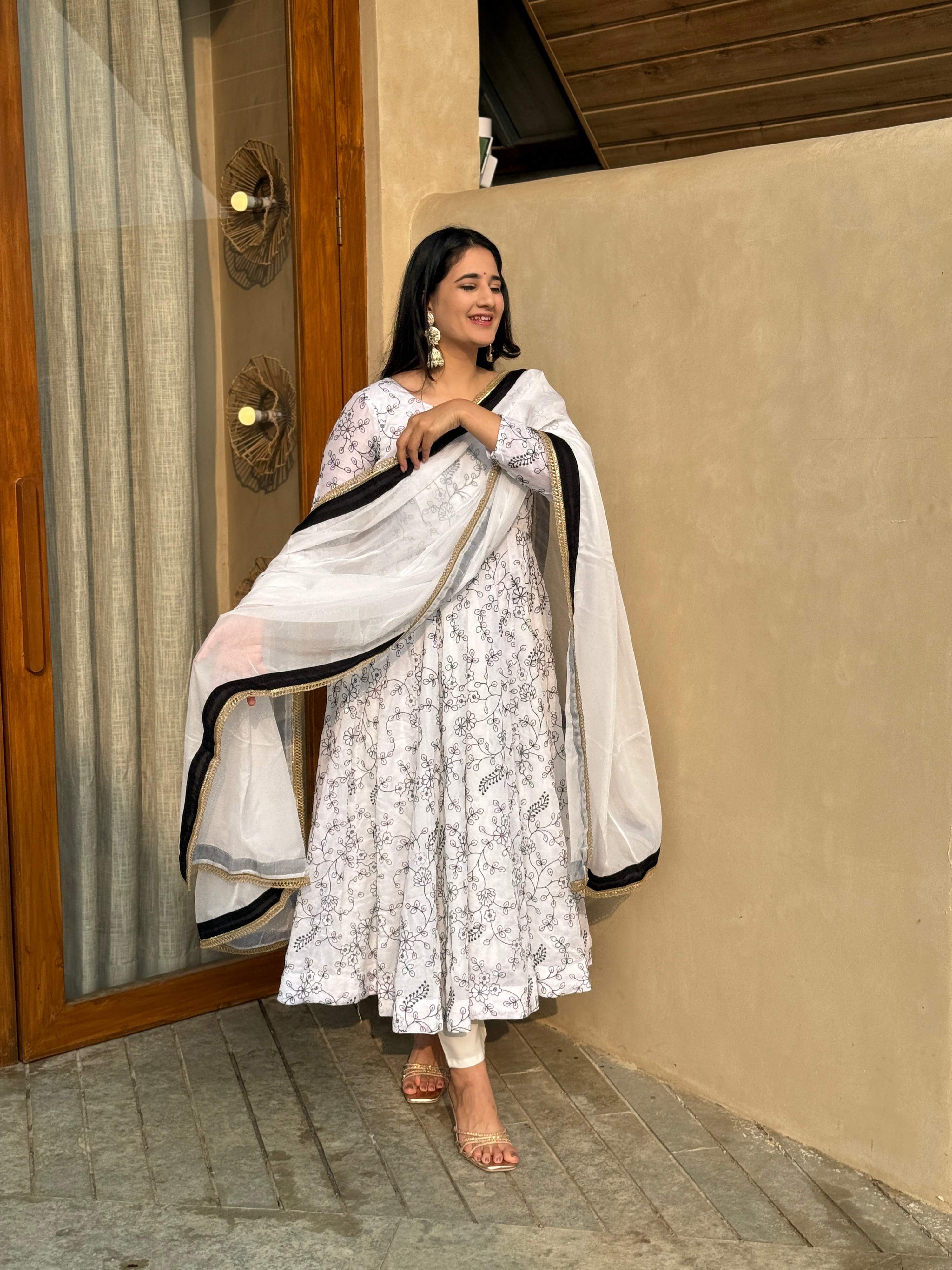 Yash Enterprise White Vichitra Silk Party Wear Embroidery Suit Set - Distacart